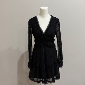 B. Darlin Elegant Black Sheer Polka Dot Dress Size 1/2